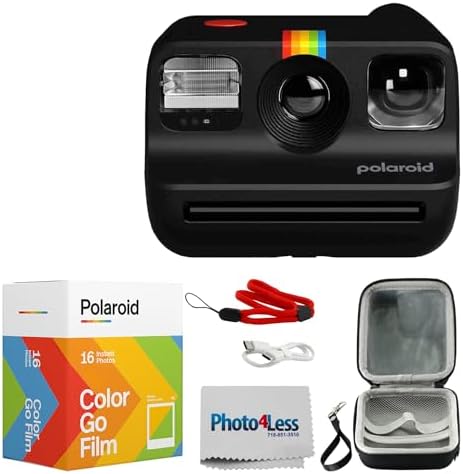 Polaroid Go Generation 2 Instant Film mini Camera (Black) Bundled with Polaroid GO Color Film Double Pack, Hard Carrying Case, Lens Cleaning Cloth by Polaroid