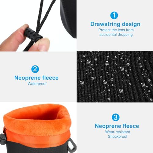 PATIKIL Camera Lens Bag 3.7" ID x 7.1" H Drawstring Lens Pouch 2Pcs - Image 4