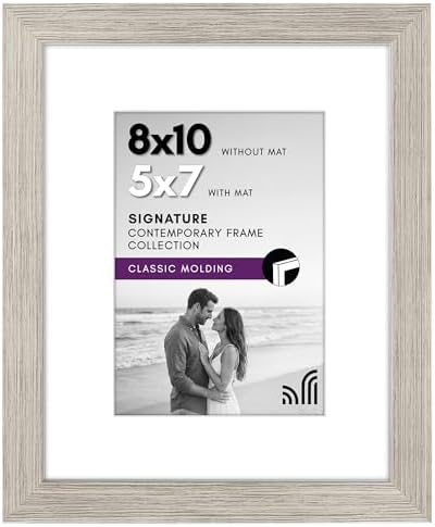 Americanflat 8x10 Picture Frame with Shatter-Resistant Glass - Use as 5x7 Frame with Mat or Display 8x10 Photo Without Mat - Signature Collection - Picture Frames for Tabletop and Wall - Driftwood by Americanflat