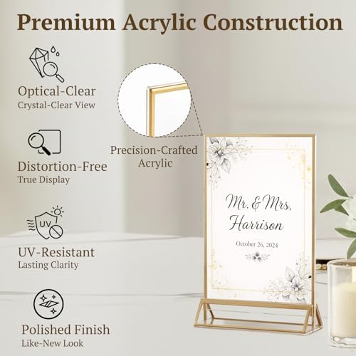 EHWINE 12 Pack Gold Acrylic Sign Holder 4x6 Double Sided Tabletop Stand - Image 3