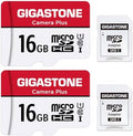 Gigastone 16GB Memory Card Pack of 2 Cards, Camera Plus Series, Speed Up to 85MB/s. Ideal for Full HD Video Gopro Camera Drone, U1 C10 Micro SDHC Card with Mini Case and SD Adapter. by Gigastone