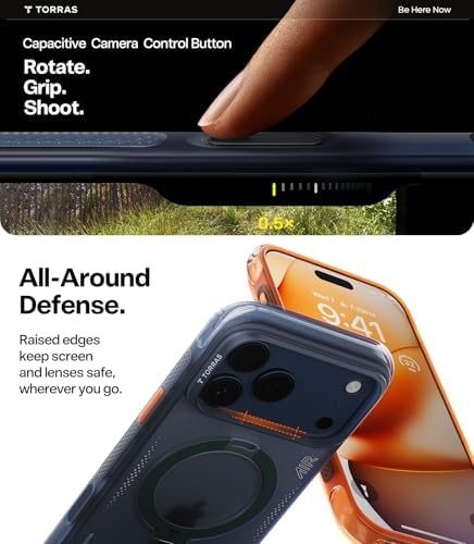 TORRAS Ostand Q3 Air for iPhone 17 Pro Max Case with 360 Magnetic Stand, Fit for MagSafe, Mil-Grade Drop Tested, Camera Control Button, Shockproof Phone Case for iPhone 17 Pro Max 6.9", Midnight Blue - Image 6