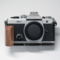 Handmade Wooden Handle Grip L Plate Alloy Base for OM System OM-3 Camera (Walnut + Black Base) by CAMINSTARRY
