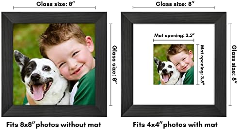 Americanflat 8x8 Picture Frame - Matted to 4x4 - Engineered Wood - Black - Image 2