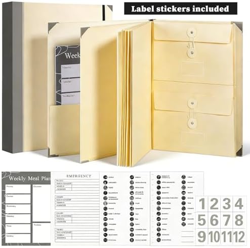 The Life Book Document Organizer - Binder for Important Documents, in Case i Die Binder, End of Life Organizer Paper File Folio Organizer with Labele, Thickened Version Document Organizer (Khaki) - Image 3