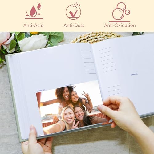 Holoary Photo Album 4x6 200 Photos, 200 Pockets 4”x6” Picture Album, Linen Fabric Cover Big Picture Book for Photos with Writing Area, 4x6 Photo Albums for Family Weddings Travel Memories(Sage) - Image 5