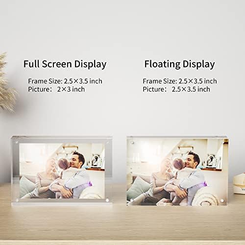 Sezanrpt 5 Pack Acrylic Picture Frames 2.5x3.5 inches, Clear Double Sided Magnetic Photo Block Frame,Desktop Frameless Picture Display Frames, Wallet Small Picture Frames 2x3 - Image 5