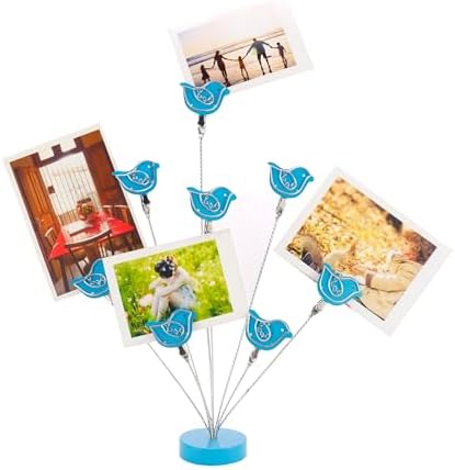 8-Branch Family Tree Picture Frame Holder, Card Photo Clips Holder Desk Stand for Memo Paper Note Photo Christmas Wedding Card Display (Blue Bird) by TFu