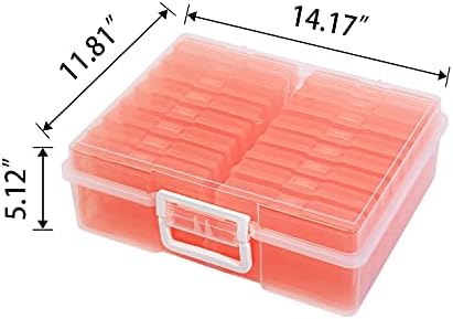 4" x 6" Photo Storage Case with Handle, 16 Inner Photo Organizer Keeper, Extra Large Storage Picture Boxes, Seed Storage, Transparent Craft Keeper (Orange) - Image 3