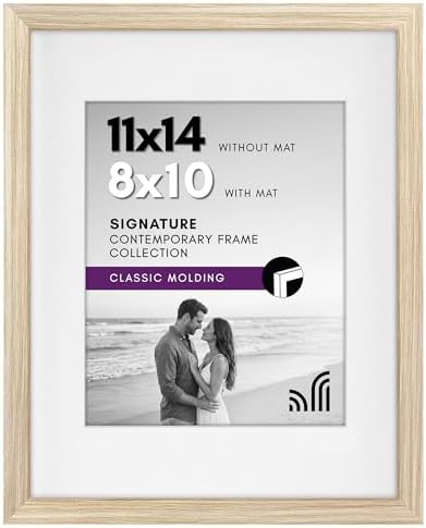 Americanflat 11x14 Picture Frame - Matted to 8x10 - Natural Oak by Americanflat