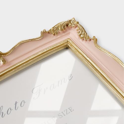 Cuspin 5x7 Picture Frame Pink and Gold Ornate Vintage Resin Photo Frame - Image 4