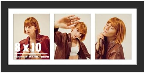 DUENPY 11.5x26.1 3 Opening Collage Frame For 3 8x10 Photos Black by DUENPY