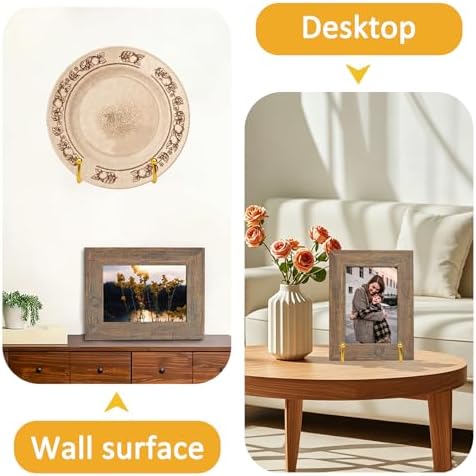 YY YEARCHY Metal Plate Stand Holder, Wall Hanging Display Rack, Sturdy Iron Easel for Displaying Plates (8-14 Inch), Bowls, Platters, Art, Photos, Books (4, Gold, 8"x4.8"x4") - Image 3