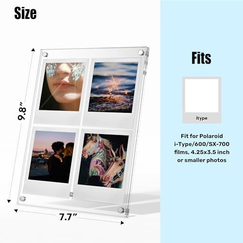 WINKINE Polaroid Frame for i-Type/600/SX-70/Films, Photo Collage Frame, Polaroid Frame for Instant Photos, Tabletop Floating DIY Pressed Flower Art Display (Clear) - Image 2
