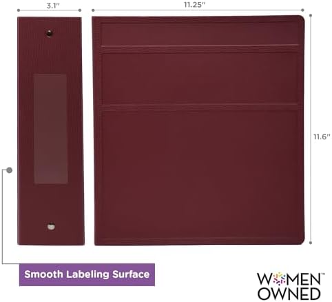 Carstens 3-Inch Heavy Duty 3-Ring Binder - Side Opening, Wine, Durable Plastic, Precision No-Gap Rings, Waterproof Cover, No Pockets, Holds 400 US Letter Sheets, BPA-Free, Made in USA (1743-3R) - Image 3