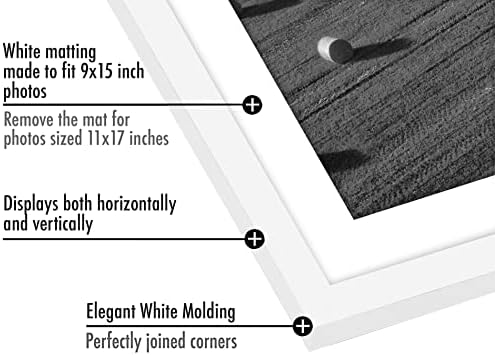 Americanflat 11x17 Picture Frame 5-Pack - Matted to 9x15 - White - Image 3