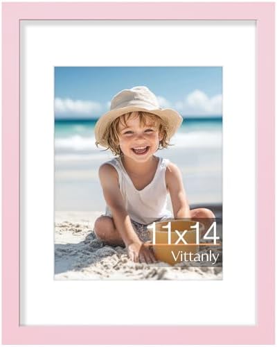 Vittanly 11x14 Picture Frame Made of Solid Wood for Wall or Tabletop, Pink by Vittanly
