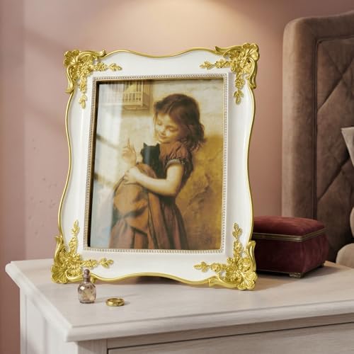 Cuspin 8x10 Vintage Picture Frame White and Gold, Decorative Photo Frame - Image 7