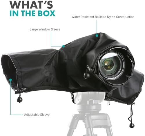 Movo CRC01 Waterproof Nylon Camera Rain Cover with Enclosed Hand Sleeves Compatible with Canon EOS, Nikon, Sony, Olympus, Pentax and Panasonic DSLR Cameras - Image 6