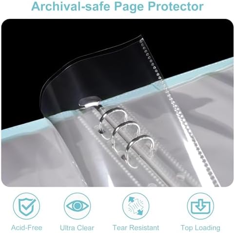 5x7 Photo Album, A5 Refillable 6 Ring Binder with Sleeves, Light Blue - Image 2