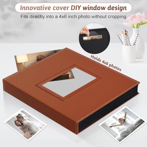 Popotop 4x6 Photo Album Holds 300 Pictures, Vegan Leather Hardcover - Image 2