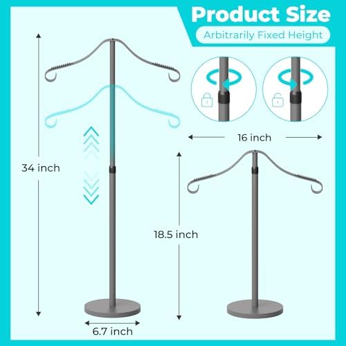 Shirt Display Stand Mannequin Torso 18-33" Adjustable,Grey,2 Pack - Image 4