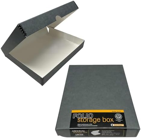 Lineco Clamshell Archival Storage Box, 9.5x12.5x1.75 Inch, Gray, Pack of 2 by Lineco