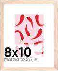 Homeforia 10 x 8 Wood Picture Frame, High End Natural Oak 10x8 Light Wooden Frames with Mat 5x7 inch Photo, 10 x 8 Frame Matted to 5 x 7 Art, Wall or Tabletop Frame, Tempered Glass, Wall Kit, Set of 1 by Homeforia