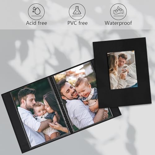 Small 4x6 Photo Album 24 Pockets Linen Cover Black - Image 3