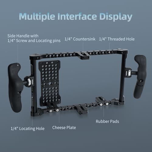 Universal Director's Monitor Cage with Cheese Plate, Two Side Handles with Adjustable 360 Degree for 5-7 inch Monitor, UC02 - Image 2