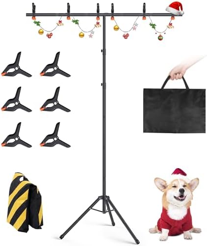 Forlogic Portable T-Shape Backdrop Stand Support Kit 8x5.3ft, Adjustable Photo Green Screen Back Drop Stand for Party, Photography Videography Studio (8×5.3Ft) by Forlogic