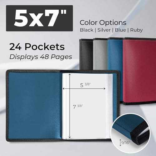 Dunwell 5x7 Photo Album & Art Portfolio Binder, 24 Sleeves, Blue 2-Pack - Image 2