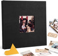 Self Adhesive Scrapbook Album, 11 × 10.6 Inch, Black Linen Cover by Prudiut