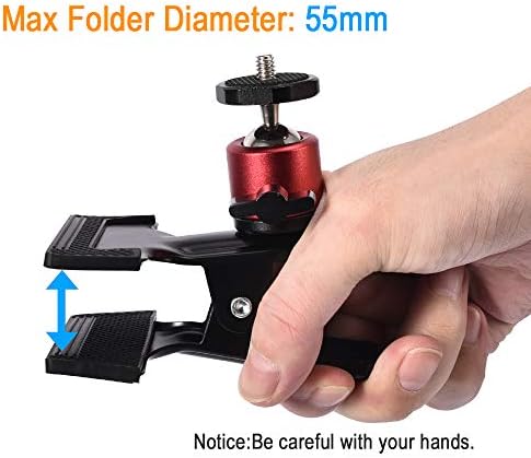 UTEBIT Tripod Camera Clip Clamp, with 360° Swivel Mini Ball Head, Black&Red - Image 3