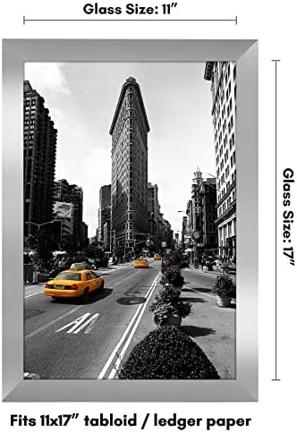 Americanflat 11x17 Picture Frame with Shatter-Resistant Glass - Signature Collection - Gallery-Style Frames Made of Engineered Wood - Photo Frame for Wall Display - Silver - Image 2