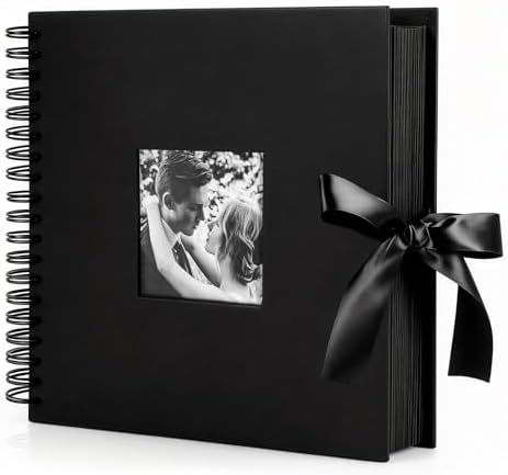 INNOCHEER Photo Album - Self Adhesive 80 Black Pages, Large Scrap Book Wedding Guest Book for DIY Anniversary Travel Memory Scrapbooking (Black 10X10) by INNOCHEER
