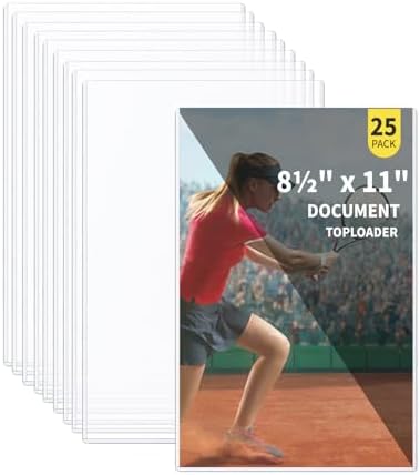 25-Pack 8.5 x 11 Inch Document-Toploaders - Premium Document Topload Holders, Crystal Clear Document Top loaders, Hard Plastic Page Sheet Protectors for Photos, Prints, Menu Covers and Work Papers by Unknown
