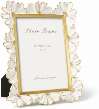 Cuspin White and Gold 5x7 Picture Frame Ornate Floral Vintage Resin Frame by Cuspin