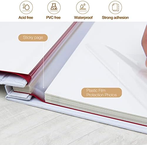 potricher Large Self Adhesive Photo Album 80 Pages, Linen cover, White - Image 4