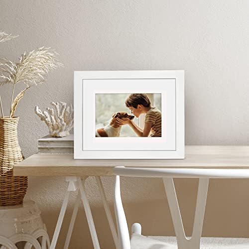 Americanflat 8x10 Picture Frame with Shatter-Resistant Glass - Use as 5x7 Frame with Mat or Display 8x10 Photo Without Mat - Signature Collection - Picture Frames for Tabletop and Wall Display - White - Image 5