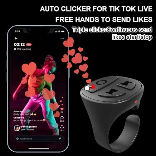 TikTok Scrolling Ring, Bluetooth Camera Remote Control, Scrolling Ring Remote for iPhone TIK Tok Facebook YouTube Instagram Android Phone, Auto Tapper for TikTok Live (Black) - Image 3