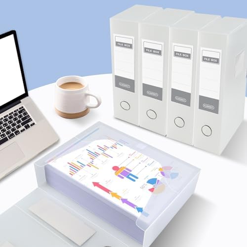 HUA JIE 6 Pack A4 Storage File Boxes Plastic Archives Cases,Transparent - Image 6