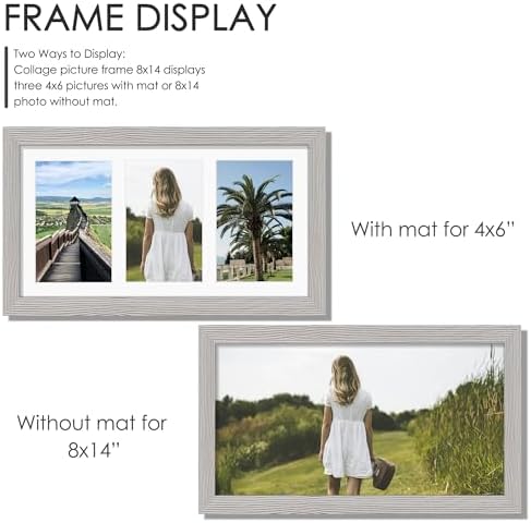 DUENPY 8x14 Collage Frame For 3 4x6 Photos Grey - Image 4