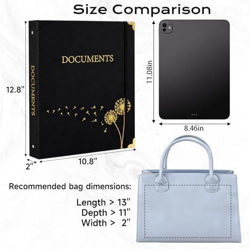 XKDOUS Important Document Organizer 3 Ring Linen Binders Folio File Folders - Image 5