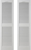 Builders Edge 12 in. W x 72 in. H Builders Edge, Standard Cathedral Top Center Mullion, Open Louver Shutters, Includes Matching Installation Spikes (Per Pair), 001 - White by Builders+Edge