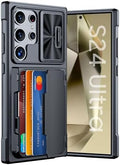 GooseBox for Samsung Galaxy S24 Ultra Wallet Case with RFID Blocking Card Holder, Camera Cover and Kickstand, Full Body Shockproof Wallet Case for S24 Ultra 6.8Inch 2024 for Women Men-Black(Upgraded) by GooseBox