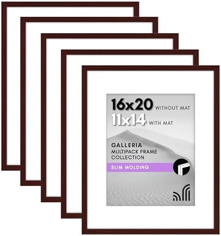 Americanflat 16x20 Poster Frame 5-Pack - Matted to 11x14 - Mahogany by Americanflat