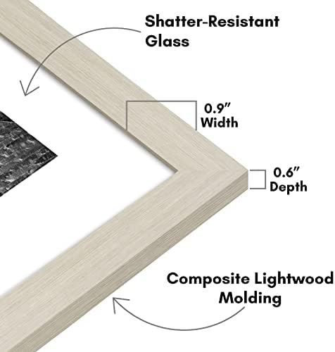 Americanflat 9x12 Picture Frame with Shatter-Resistant Glass - Use as 6x8 Frame with Mat or Display 9x12 Photo Without Mat - Signature Collection - Picture Frames for Tabletop and Wall - Light Wood - Image 3