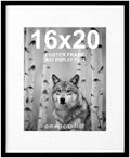 Americanflat 16x20 Poster Frame - Matted to 11x14 - Slim Molding - Black by Americanflat