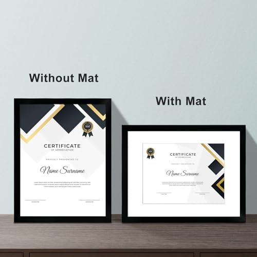 8.5x11 Picture Frame Set of 6, Certificate Document Frame, Diploma Frame, Display Pictures 8.5x11 Without Mat, Black - Image 3